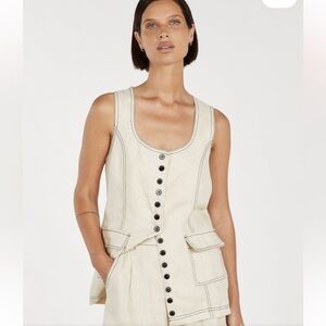 DISSH ROSIE PUTTY LINEN LONGLINE VEST